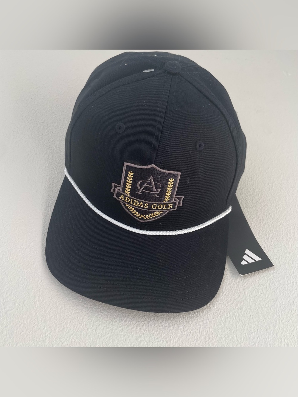 NEW adidas Vintage 6-Panel Shield Golf Rope Hat Black OSFM IT7221 cotton Cap